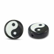 Acrylic letter beads Yin & Yang Black-white