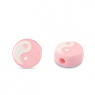 Acrylic letter beads Yin & Yang Pink-white