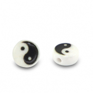 Acrylic letter beads Yin & Yang White-black