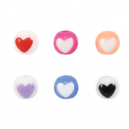 Acrylic beads round heart Multicolor