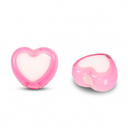 Acrylic beads heart Pink-white