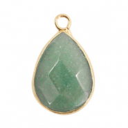 Natural stone charms drop Light Green-Gold
