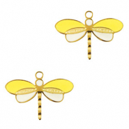 Stainless steel charms dragonfly Gold-Yellow