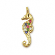 Brass TQ metal charms seahorse Gold-Multicolor