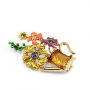 Brooches can with flowers Multicolour-Gold
