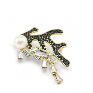 Brooches seaweed Dark Blue-Gold