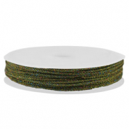 Macram&eacute; bead cord braided 1mm Dark Green-Multicolour Metallic