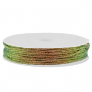 Macram&eacute; bead cord braided 1mm Multicolour-Orange Green Metallic