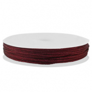 Macram&eacute; bead cord braided 1mm Bordeaux Metallic