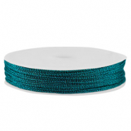Macram&eacute; bead cord braided 1mm Teal Metallic