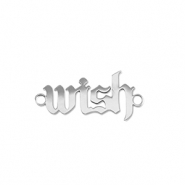 Stainless steel charms connector ''wish'' Silver