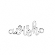 Stainless steel charms connector ''wish'' Silver