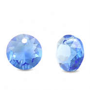 Crystal glass charms round Sapphire Blue