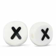Letter beads ceramic X White-Black