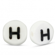 Letter beads ceramic H White-Black