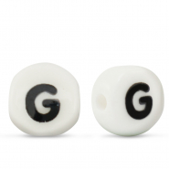 Letter beads ceramic G White-Black