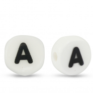 Letter beads ceramic A White-Black