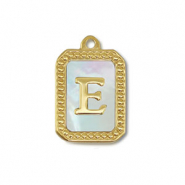 Stainless steel charm shell letter E Gold-White (natural colour)