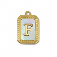 Stainless steel charm shell letter F Gold-White (natural colour)