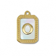 Stainless steel charm shell letter O Gold-White (natural colour)