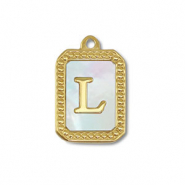 Stainless steel charm shell letter L Gold-White (natural colour)