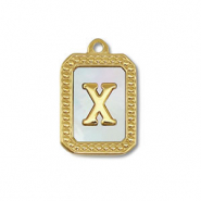 Stainless steel charm shell letter X Gold-White (natural colour)