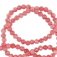 Natural stone beads 3mm faceted polished Living Coral Red