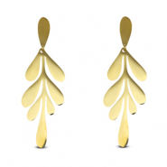 Stainless steel earrings / earpins leaf Gold