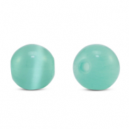 6 mm glass beads Cat's eye Mint Turquoise