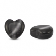 Glass beads Cat's eye heart Anthracite