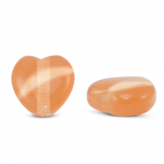 Glass beads Cat's eye heart Orange