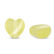 Glass beads Cat's eye heart Yellow