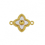 Stainless steel charm connector shell clover Gold-White (natural colour)