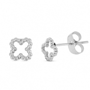 Stainless steel earrings / earpins clover Silver
