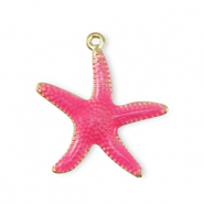 Brass TQ metal charms starfish Gold-Dark Pink