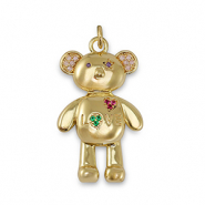Brass TQ metal charms zirconia bear Gold-Multicolor