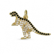 Brass TQ metal charms zirconia dinosaur Gold-Black