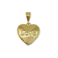 Brass TQ metal charms heart "love" Gold