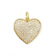 Brass TQ metal charms zirconia heart Gold