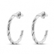 Stainless steel earrings / earpins creole Silver