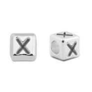DQ X European metal letter beads Antique Silver (nickel free)