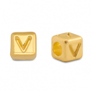 DQ V European metal letter beads Gold (nickel free)