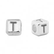 DQ T European metal letter beads Antique Silver (nickel free)