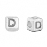 DQ D European metal letter beads Antique Silver (nickel free)