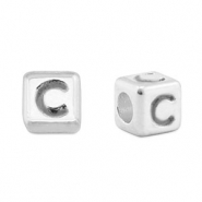 DQ C European metal letter beads Antique Silver (nickel free)