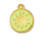 DQ European metal charms sun Gold-Lime Yellow (nickel free)