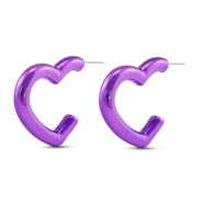 Trendy earrings heart Purple