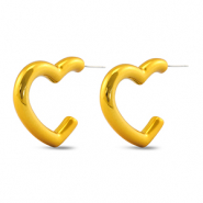 Trendy earrings heart Golden Yellow