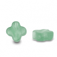Natural stone beads clover Jade Green