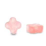 Natural stone beads clover Pink Transparent